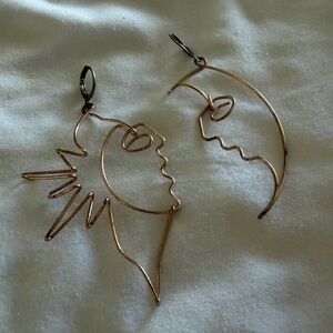 Moon and Sun Wire Earrings